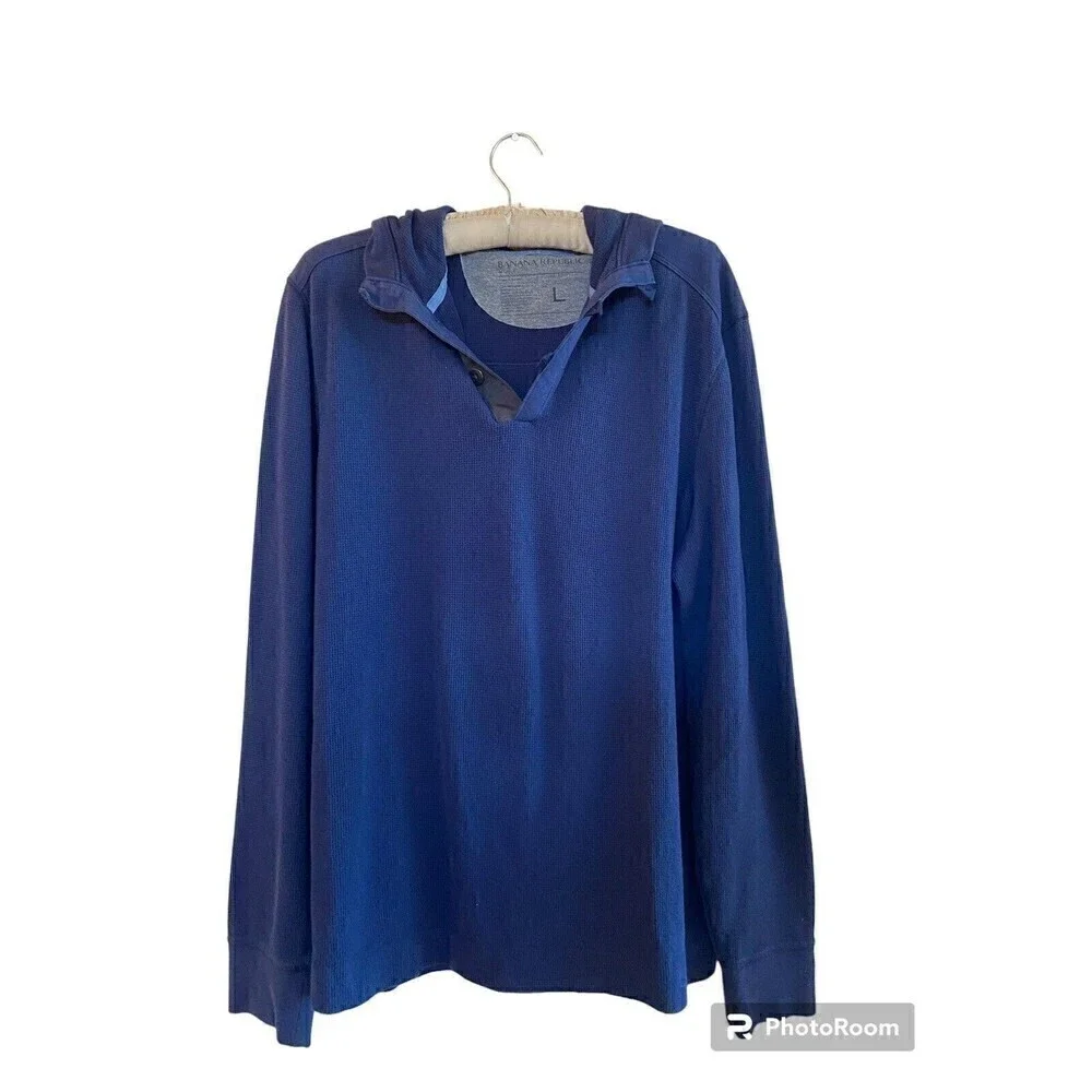 Banana Republic Men’s Blue Thermal Top With Hood Sz.L